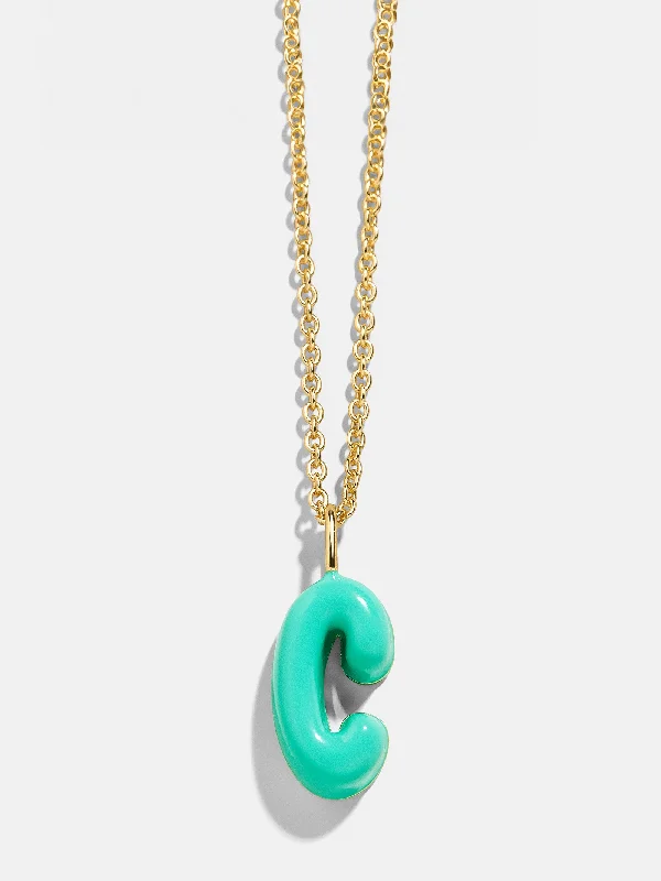 luxury chain necklaces for women -Mini Bubble Initial Necklace - Turquoise