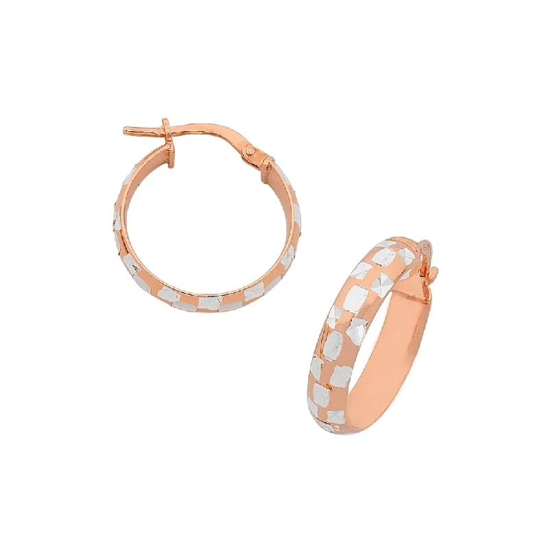 fashion hoop earrings for women -9ct Rose Gold Silver Infused 2 Tone Diamond Cut Hoop Earrings 25mm