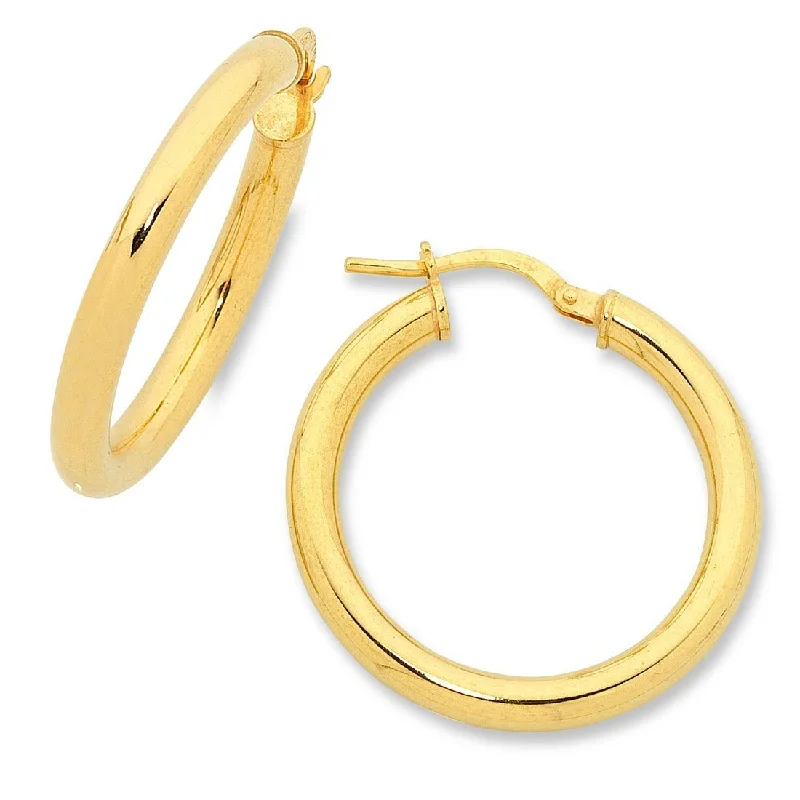 boho earrings for women -9ct Yellow Gold Silver Infused Hoop Earrings 20mm