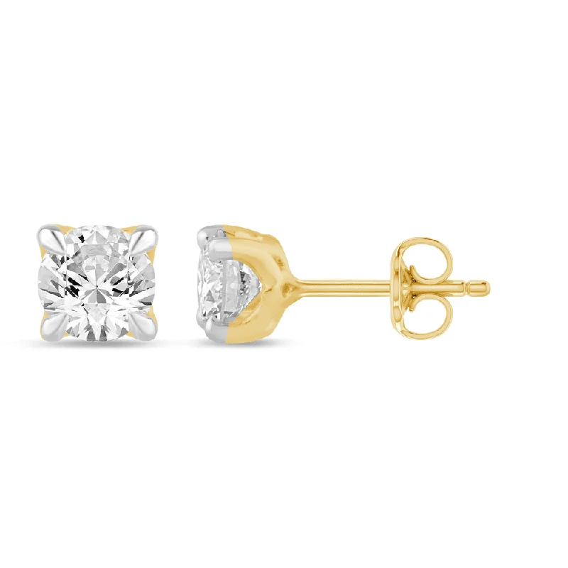 multi-colored earrings for women -Solitaire Stud Earrings with 1/2ct of Laboratory Grown Diamonds in 9ct Yellow Gold