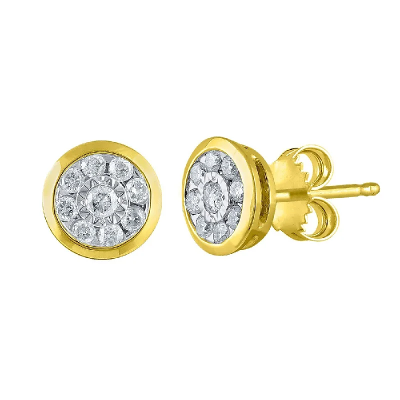 chic hoop earrings for women -9ct Yellow Gold 0.27ct Diamond Stud Earrings