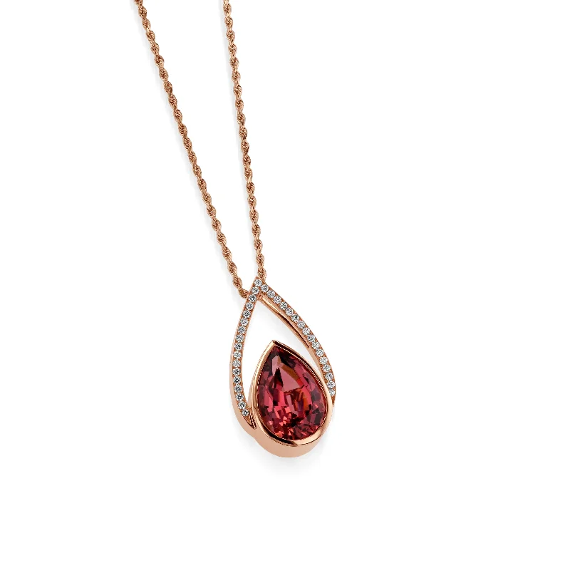 zodiac necklaces for women -Signature Pink Tourmaline and Pave Diamond Pendant Necklace