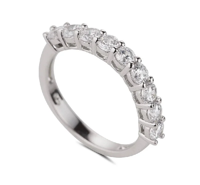 personalized wedding rings -Sterling Silver 9 Stone Cz Eternity Ring