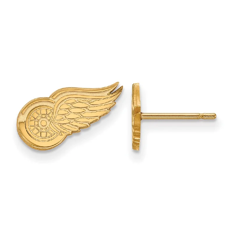 trendy statement earrings for women -14k Yellow Gold NHL Detroit Red Wings XS Post Earrings