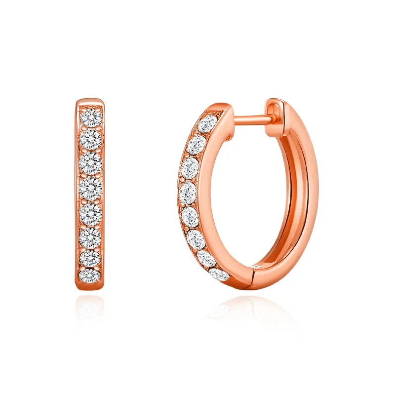 rhinestone earrings for women -Rose Gold Plated Hoop Earrings Created with Zircondia® Crystals