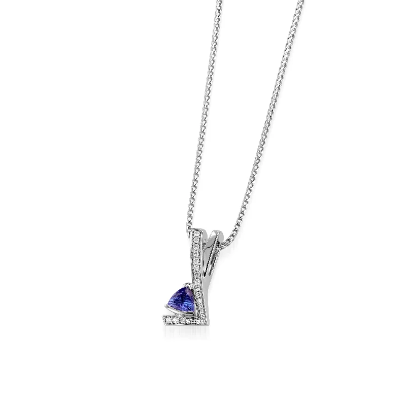 stylish pendant necklaces for women -Pinnacle Petite Gemstone Pendant Necklace with Pave Diamonds