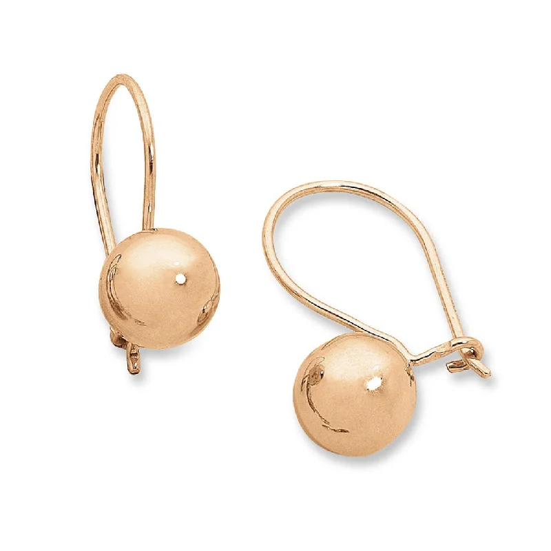 luxury diamond earrings for women -9ct Rose Gold Silver Infused Euro Ball Earrings 8mm