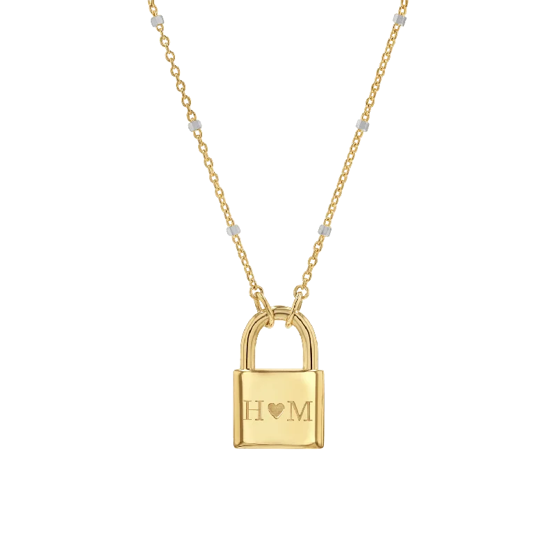 personalized gold necklaces for women -Love Padlock Engravable Sparkle Necklace