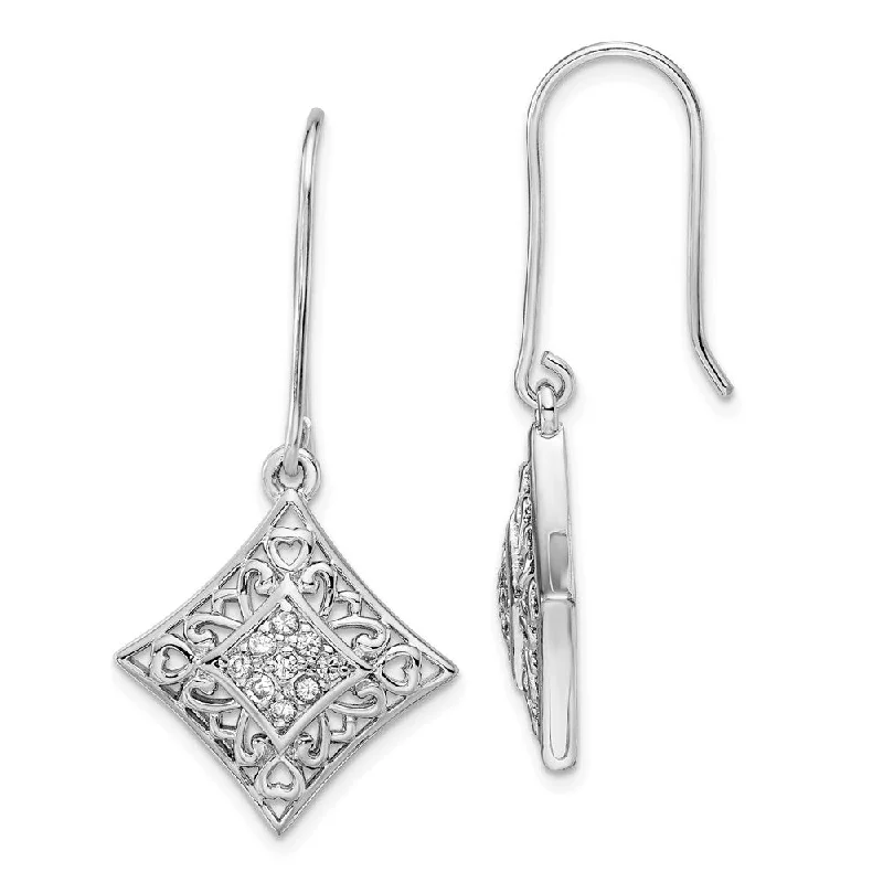 romantic earrings for women -I Love You All Year Long Sterling with Cubic Zirconia Silver Earrings