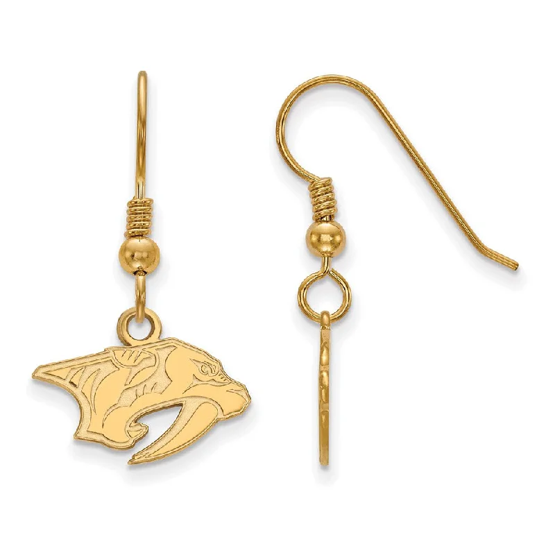 diamond stud earrings for women -SS 14k Yellow Gold Plated NHL Nashville Predators XS Dangle Earrings