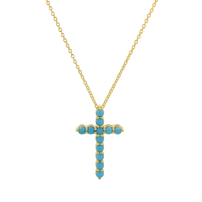 luxury necklaces for women -Turquoise Cross Necklace