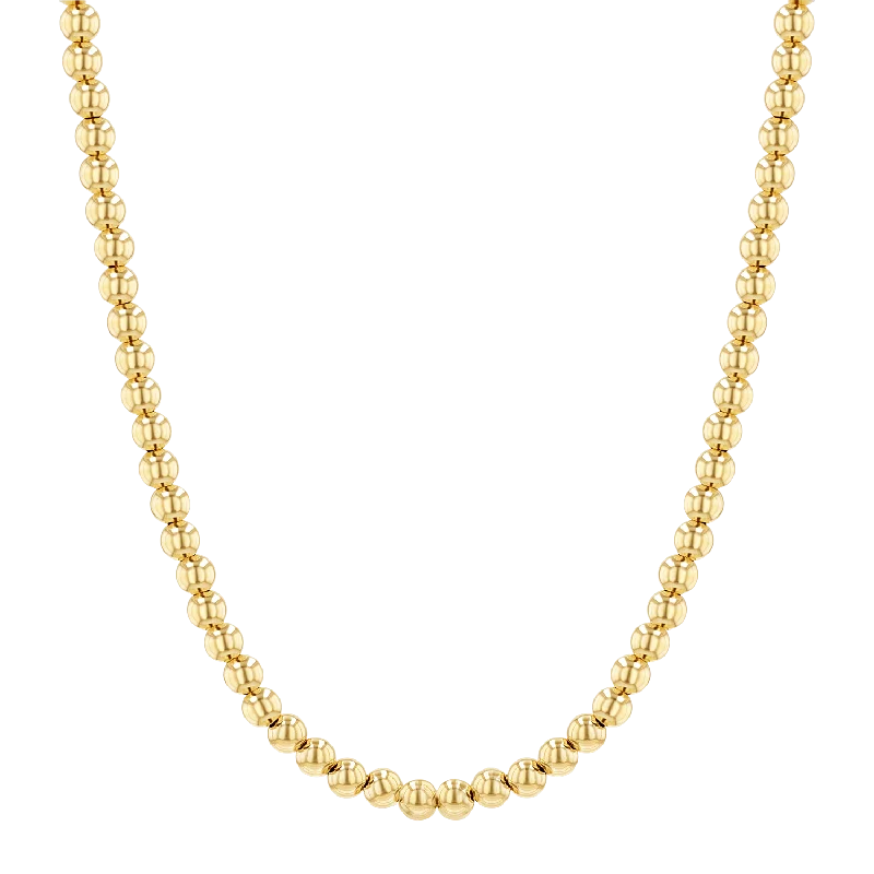 fancy gold necklaces for women -4mm Gold Bead Ball Necklace