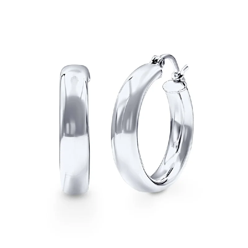 handmade earrings for women -Round Hoop Earrings in Sterling Silver