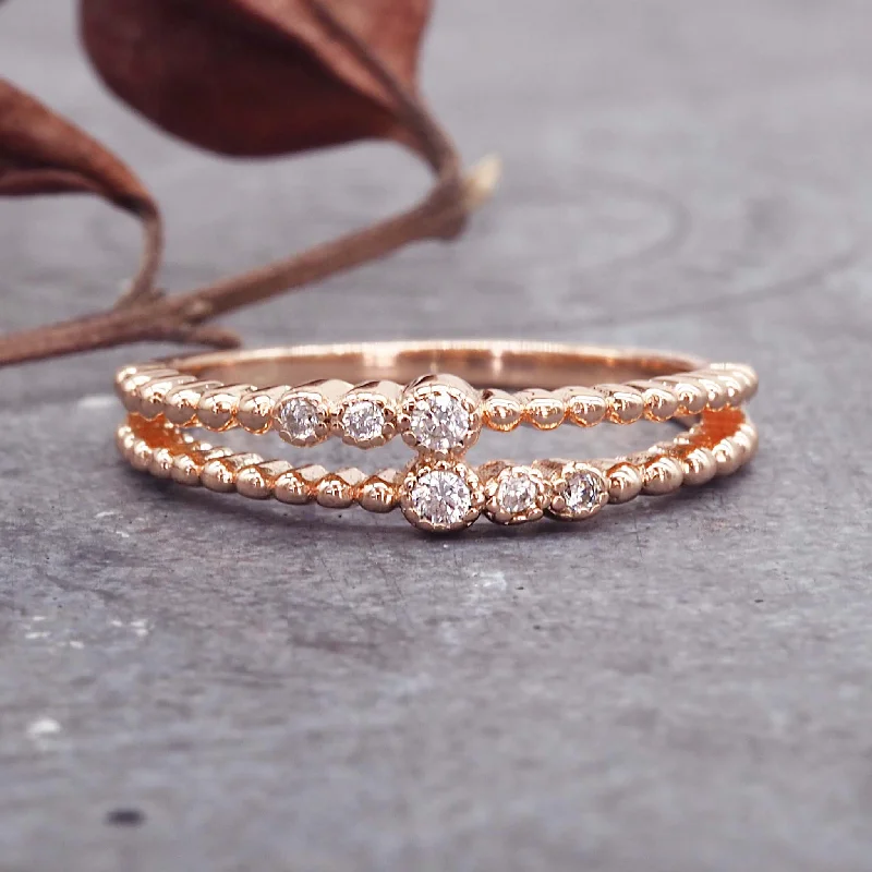 vintage diamond rings -Rose Gold 'Serpens' Ring