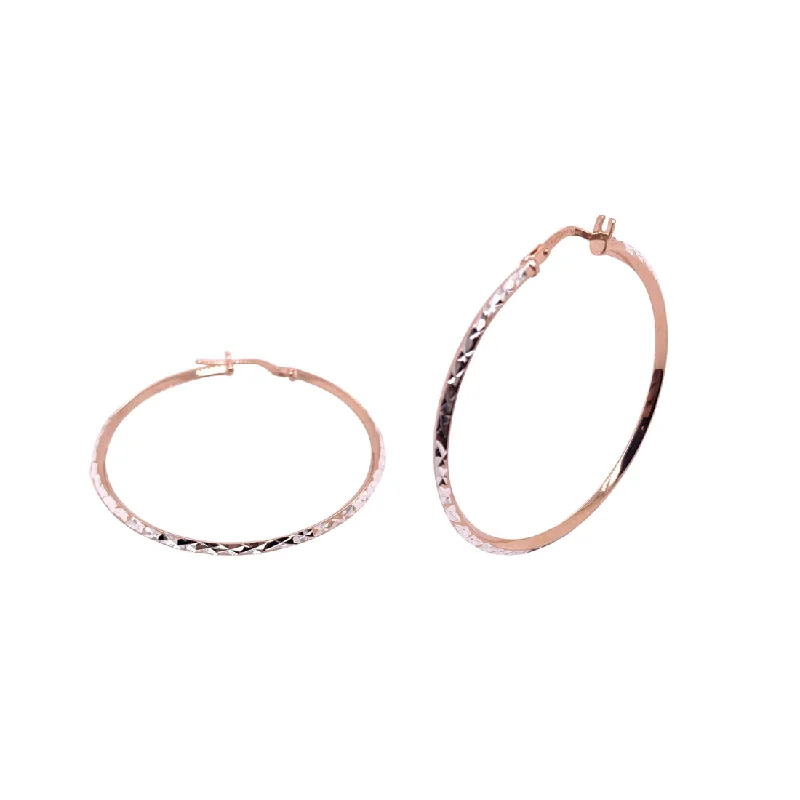 chandelier earrings for women -9ct Rose Gold Silver Infused Reversable Hoop Earrings 35mm