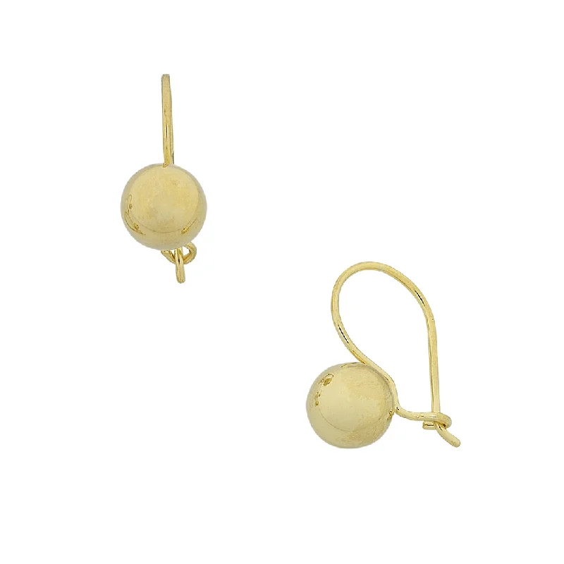 silver hoop earrings for women -9ct Yellow Gold Silver Infused Euro Ball Earrings 8mm