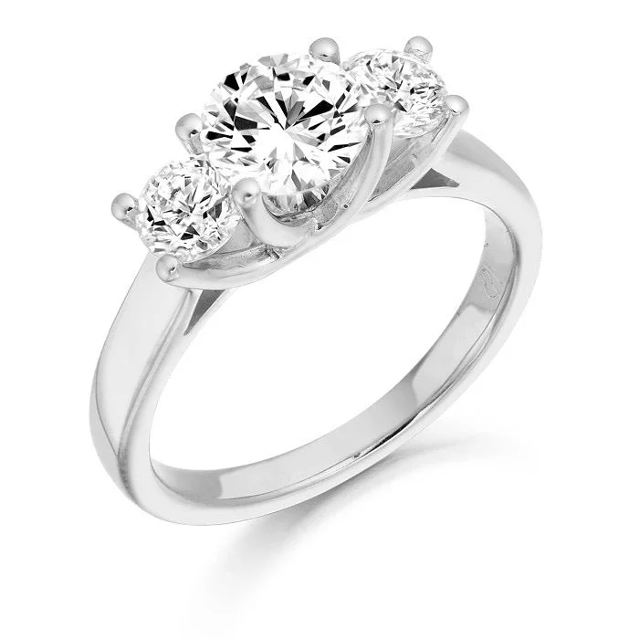 halo engagement rings -9ct White Gold Three Stone Cz Ring