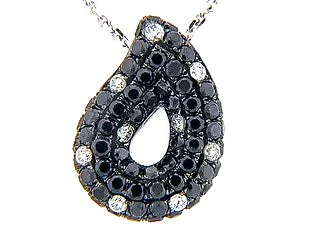 dainty silver necklaces for women -14KWG 1.23CTW BR AND BLK DIA OPEN PS CLUSTER PENDANT NECKLACE