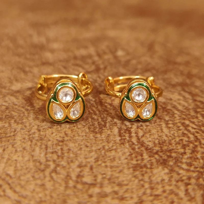 rose gold rings for women -White Kundan Toe Ring