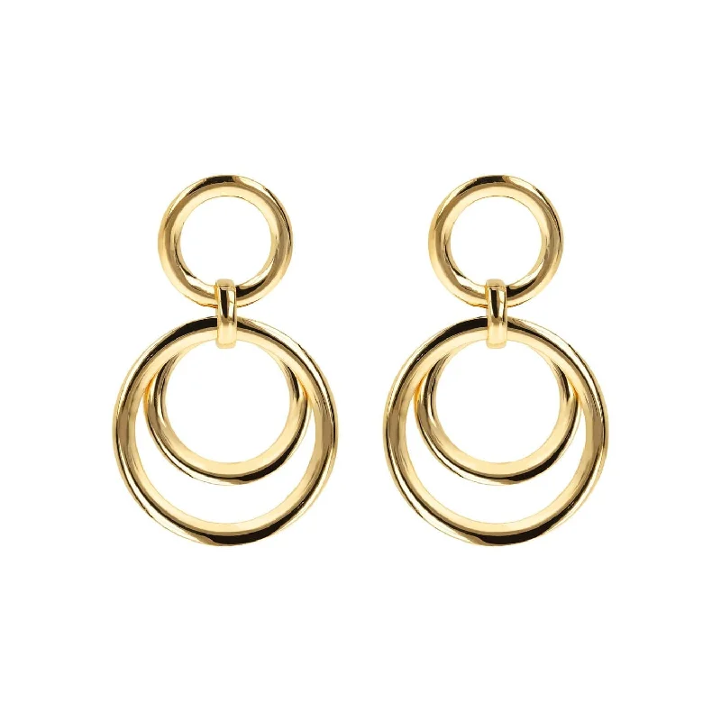 dangle earrings for women -Bronzallure Golden Rose Multi Circle Drop Earrings