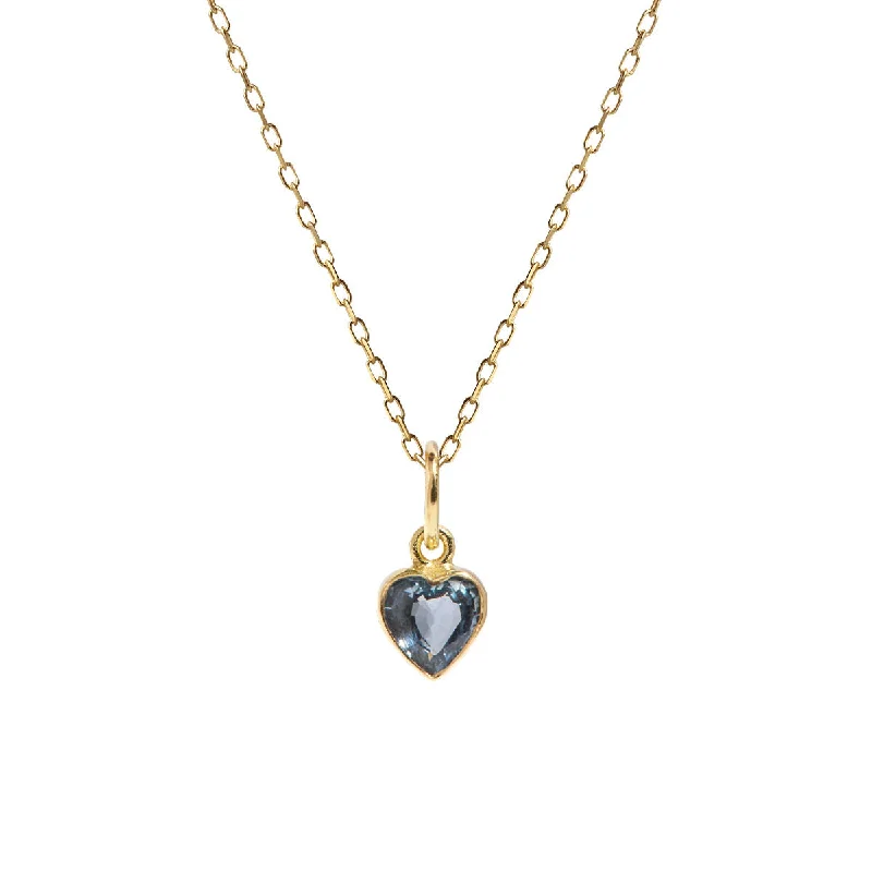 romantic necklaces for women -Heart Blue 18K Gold Necklace w. Sapphire