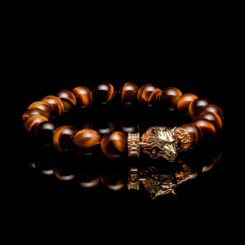 layered bracelets for women -Wolf Bracelet In Tiger Eye