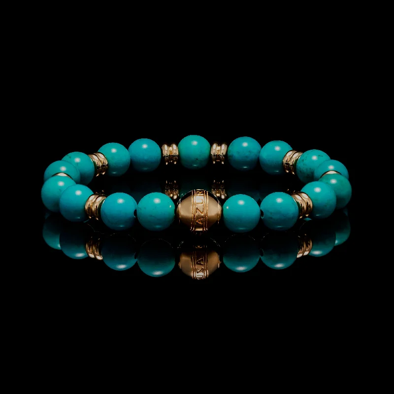 fashion charm bracelets -Gold Turquoise Chakra Bracelet