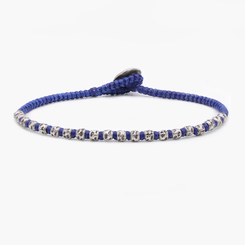 unique charm bracelets for women -Braided "Kamasan" Silver Bracelet (Blue)