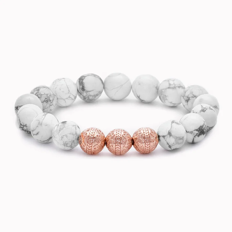 infinity bangles for women -Rose Gold Classic Howlite Bracelet