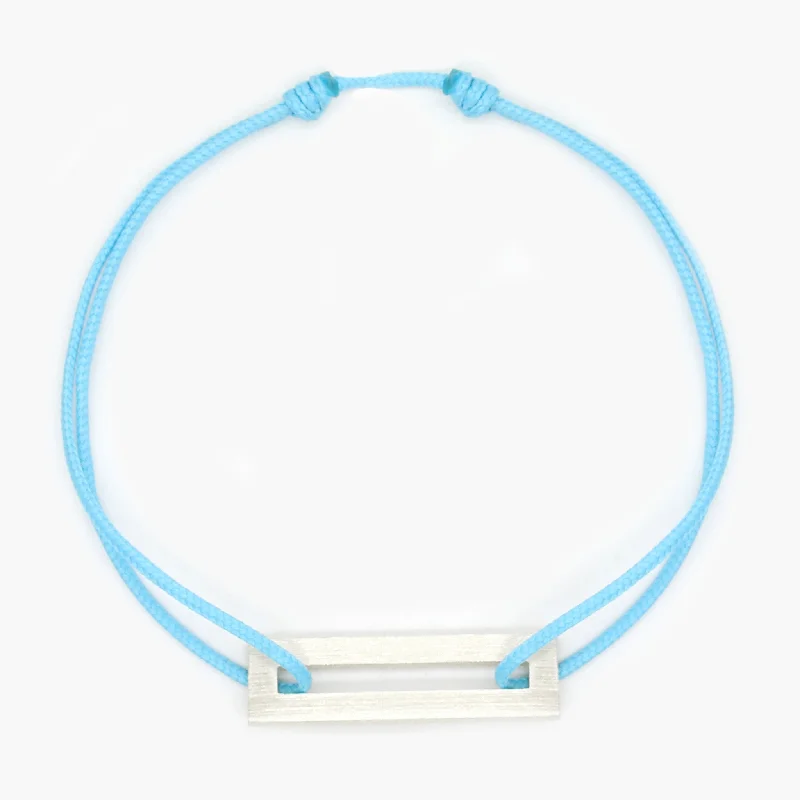 stunning gemstone bracelets -Rope Bracelet With Sterling Silver Bar (Santorini Blue)