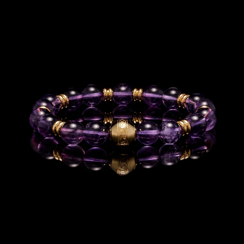 chunky bracelets for women -Gold Amethyst Chakra Bracelet | Gold Beaded Bracelet