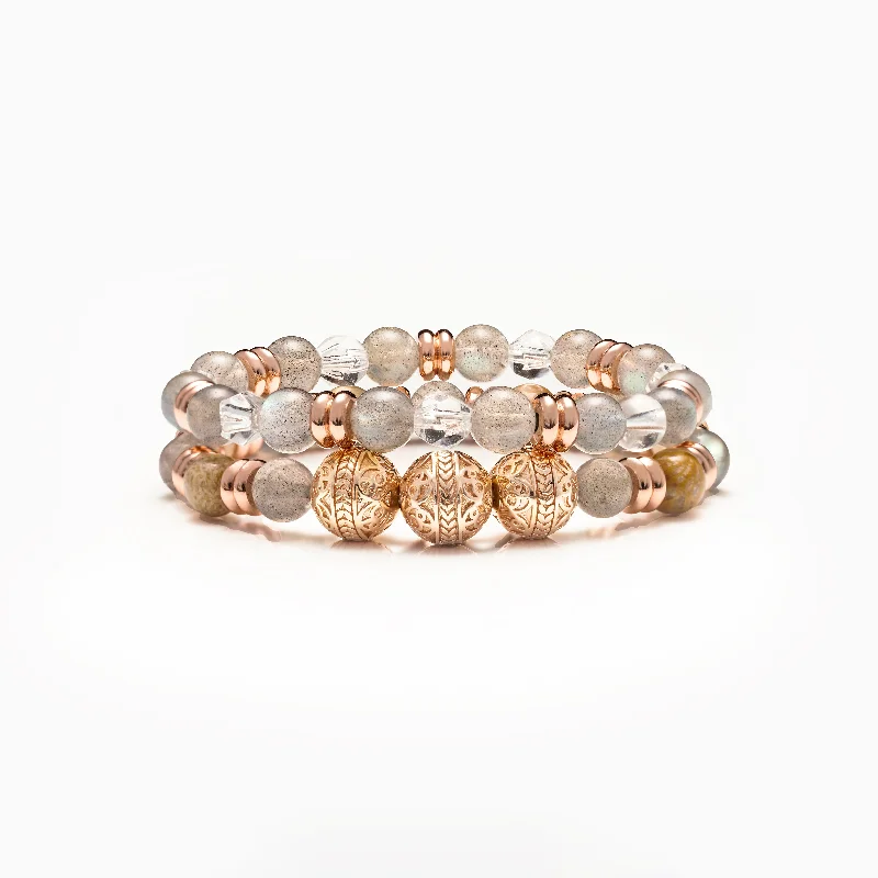 diamond bangles for women -The Romance - Rose Gold Beaded Bracelets