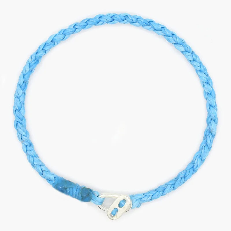 minimalist bracelets for women -4mm Braided Bracelet With Sterling Silver Clasp (Light Blue)