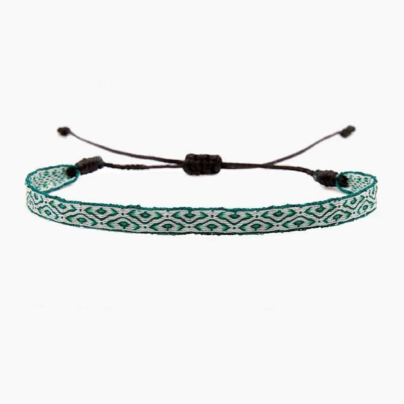 delicate cuff bracelets for women -Handmade Purnama Bracelet 81 (Emerald Green/White)