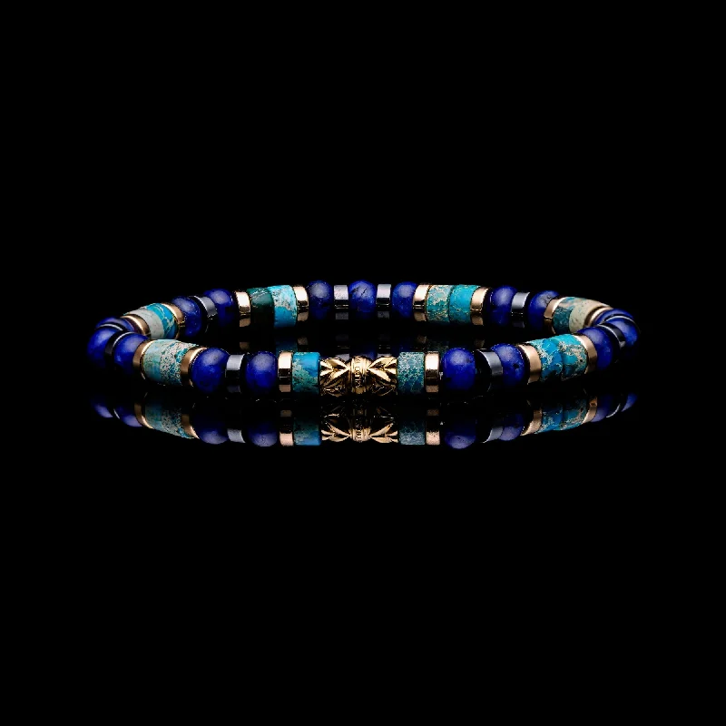 tennis bracelets for women -The Coral | Lapis, Jasper Beaded Bracelet