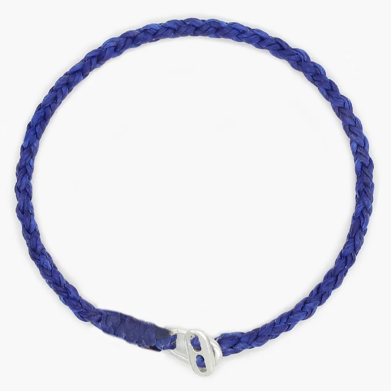 colorful bangles for women -4mm Braided Bracelet With Sterling Silver Clasp (Blue)