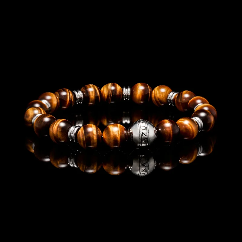 crystal charm bracelets for women -Silver Tiger Eye Chakra Bracelet