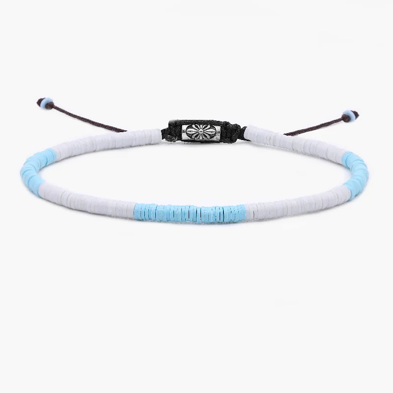 infinity bracelets for women -3mm Vinyl Bracelet (Off White/ Light Blue)