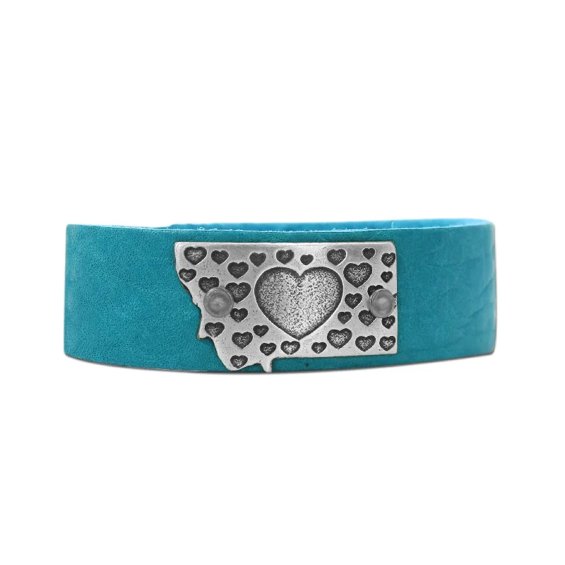 stacked bracelets for women -Whole Lotta Love - Montana Leather Cuff Bracelet