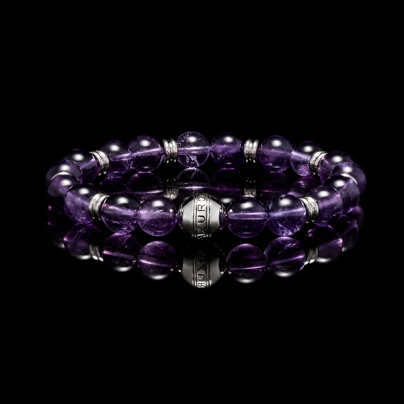 personalized bracelets for women -Silver Amethyst Charka Bracelet