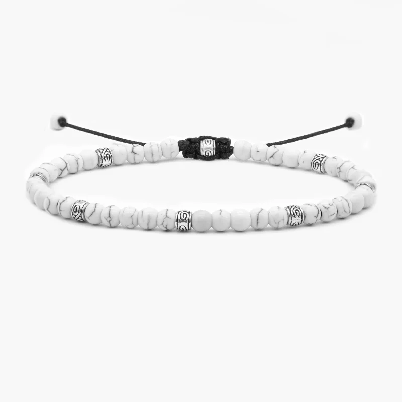 fashion charm bracelets -4mm "Macramé" Bracelet (White Howlite)