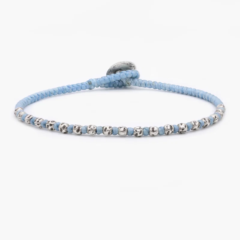 large bangles for women -Braided "Kamasan" Silver Bracelet (Light Blue)