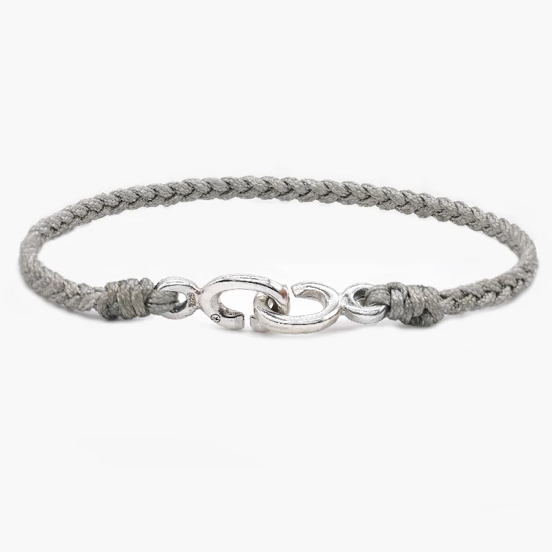 wedding bangles for women -Braided Bracelet With Sterling Silver Links (Grey)