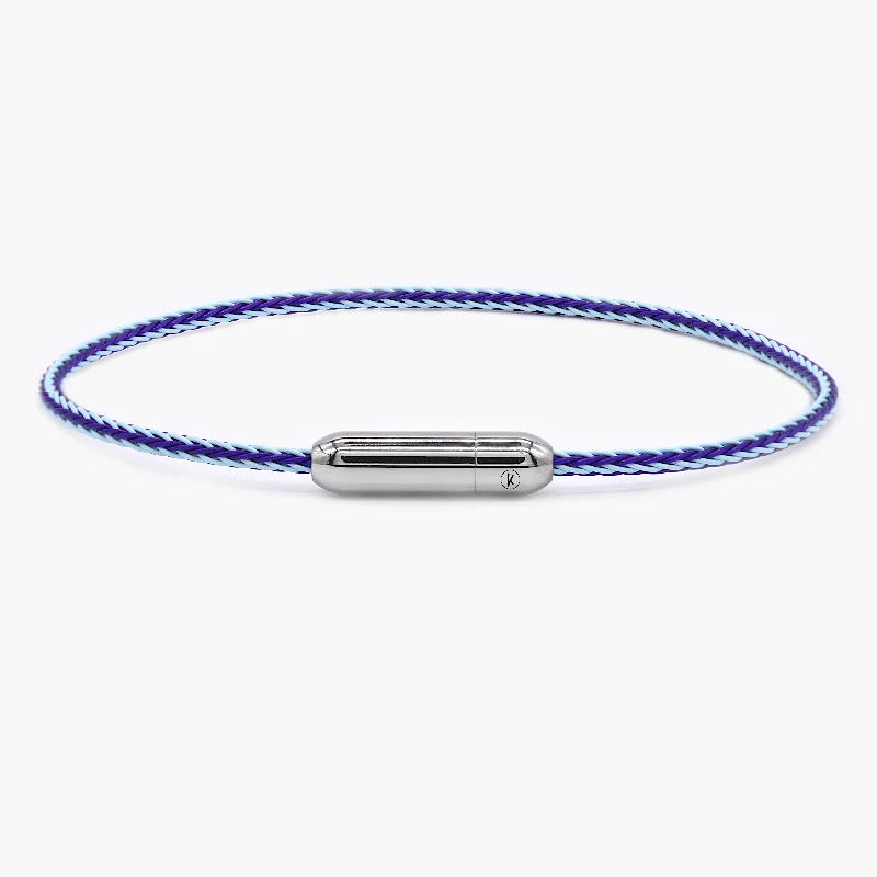 casual bangles for women -Sailing Cable Bracelet With Silver Screwing Mechanism (Shade Of Blue)