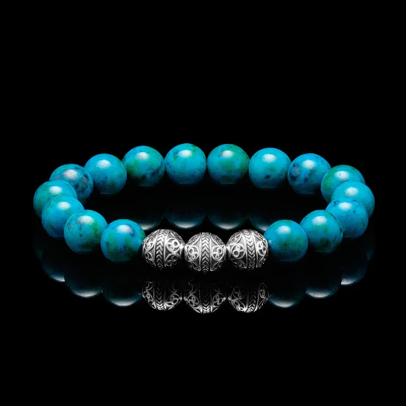 crystal charm bracelets for women -Classic Silver Turquoise Bracelet