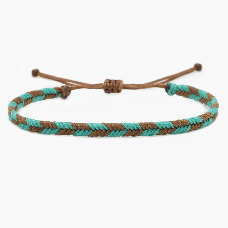 handmade bangles for women -Mini Braided "Java" Bracelet (Turquoise/Brown)