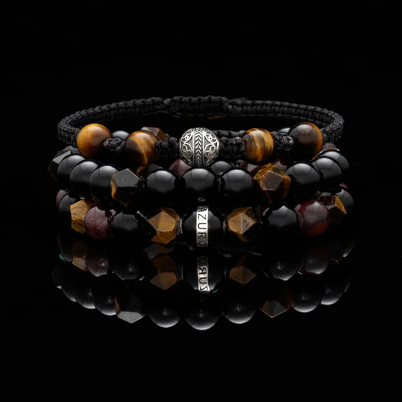 classic bangles for women -The Gatsby | Tiger Eye Obsidian Garnet Stone Men String Bracelet