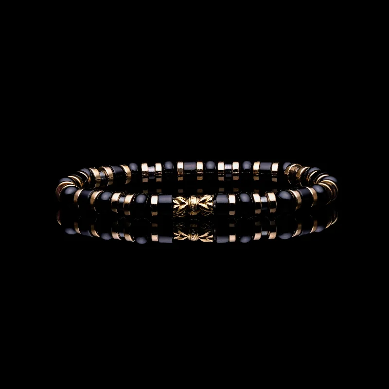 birthstone bracelets for women -Black Gold II | Onyx, Hematite Beaded Bracelet