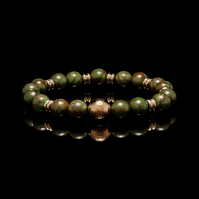 custom engraved bangles -Gold Green Jasper Chakra Bracelet