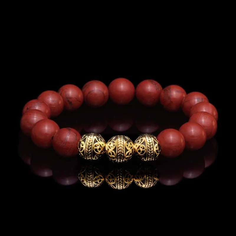 diamond tennis bracelets -Classic Gold Red Jasper Bracelet